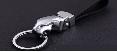 M-Style 2316 Metal Leopard Head Leather Key Chain