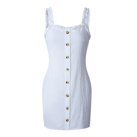 Buttons & Ruffles Cotton Summer Mini Dress