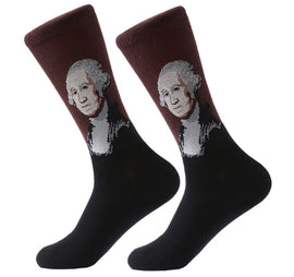 Men's Cotton Crew Socks - Masterpiece Collection - George Washington - Gilbert Stuart