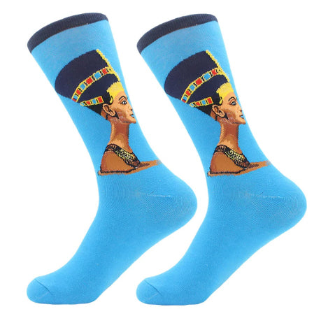 Men's Cotton Crew Socks - Masterpiece Collection - Nefertiti 2