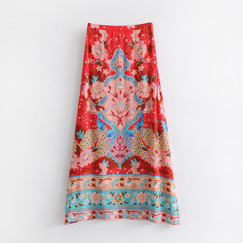 Casual Floral Print Boho Summer Maxi Skirt :: Available in 2 Colors