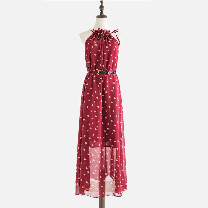 Sassy Chiffon Polka Dot Summer Maxi Dress - 2 Colors