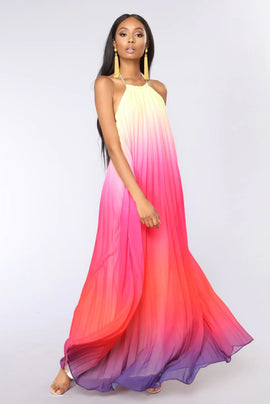 Stunning Chiffon Ombre Kaftan Maxi Dress