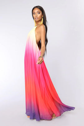 Stunning Chiffon Ombre Kaftan Maxi Dress