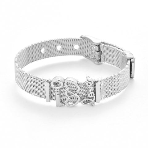 Key to My Heart Adjustable Fashion Mesh Band Bracelet - Available in 3 Colors