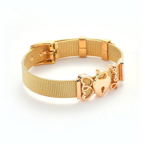 Mesh Love Locket Adjustable Fashion Band Bracelet - Available in 3 Colors