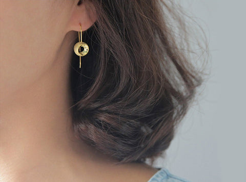 Handcrafted Minimalist  Circle Earrings in 2 Colors