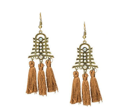 La Bohem  Collection  - Antique Gold Temple Tassel Earrings