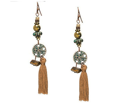 La Bohem Collection  - Dimpled Starfish Natural Stone Tassel Earrings