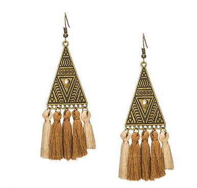 La Bohem Collection  - Tribal Triangle Tassel Earrings