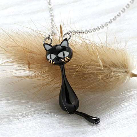 Naughty Cat Collection - Swinging Tail Kitty  - Necklace  - Genuine 925 Sterling Silver