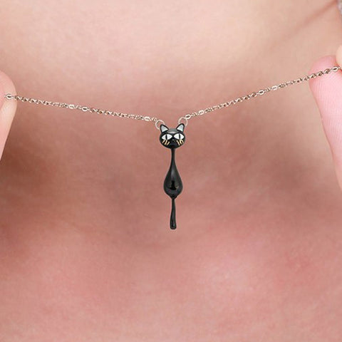 Naughty Cat Collection - Swinging Tail Kitty  - Necklace  - Genuine 925 Sterling Silver
