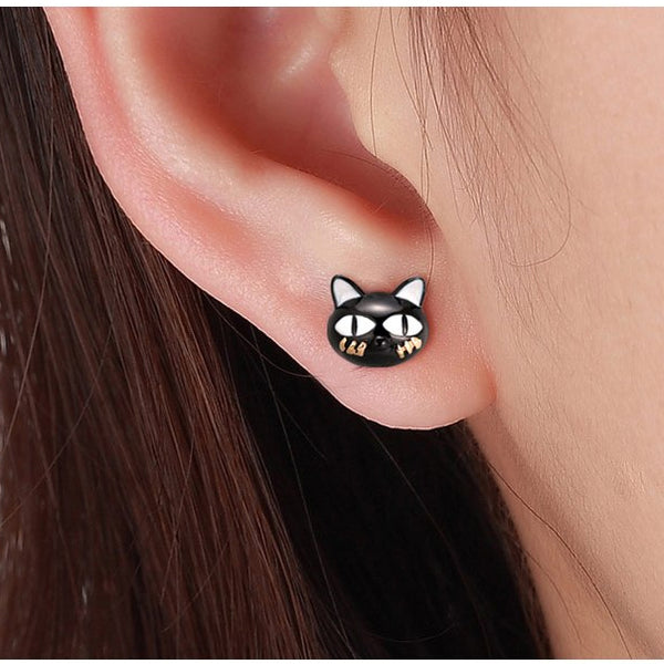 Naughty Cat Collection  - I'm Kitty :: Stud Earrings - Genuine 925 Sterling Silver