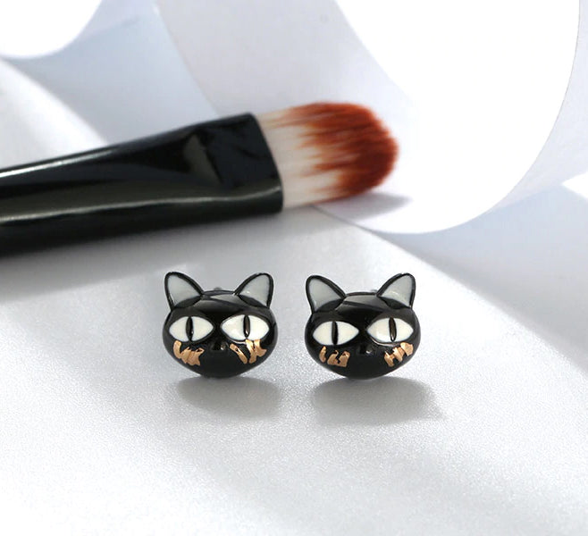 Naughty Cat Collection  - I'm Kitty :: Stud Earrings - Genuine 925 Sterling Silver