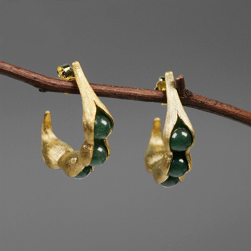Handcrafted Genuine Aventurine Peas in a Pod Earrings - Avail. in 2 Colors