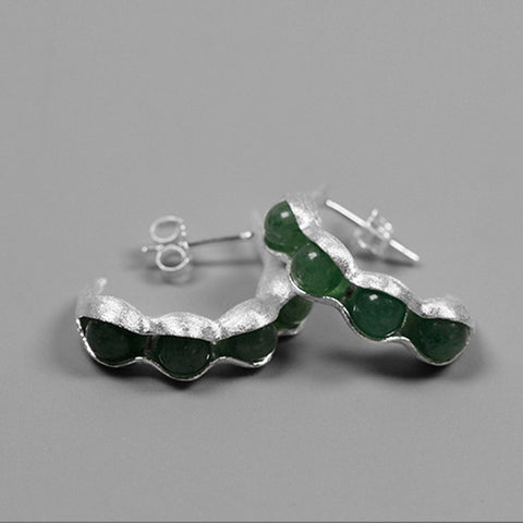 Handcrafted Genuine Aventurine Peas in a Pod Earrings - Avail. in 2 Colors