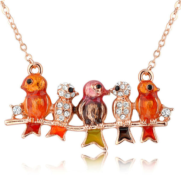Perched - Original Design Family of Birds Necklace