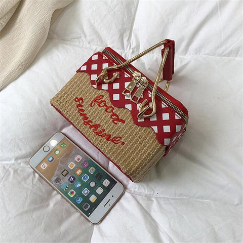 Hand Crafted Mini Picnic Basket Novelty Handbag