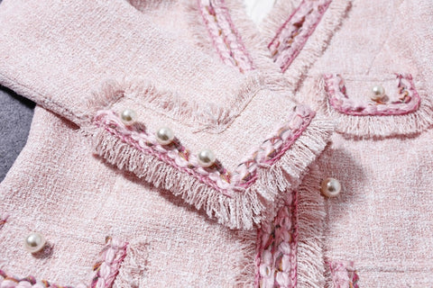 Boutique Collection :: Pink Frills Tweed Jacket in Cherry Blossom Pink