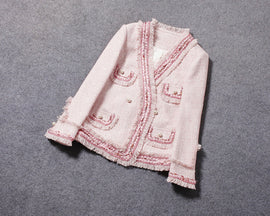 Boutique Collection :: Pink Frills Tweed Jacket in Cherry Blossom Pink