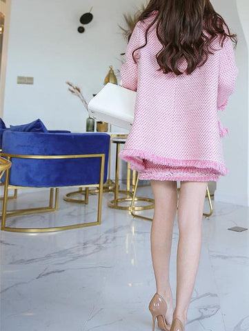 Boutique Collection :: Pink Frills Tweed Pea Style Coat