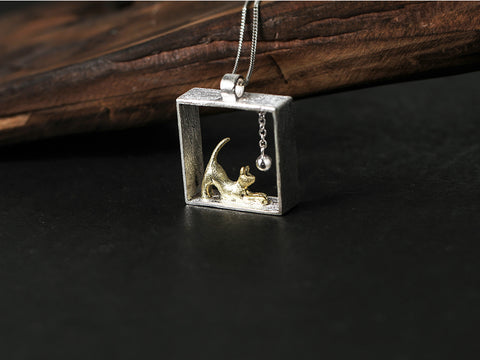 Handcrafted Playful Kitty Necklace