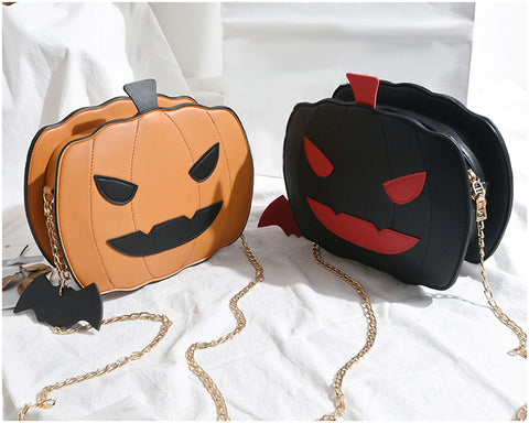Novelty Collection - Jack-O-Lantern Shoulder Bag  - Available in 2 Colors! - Seasonal Item