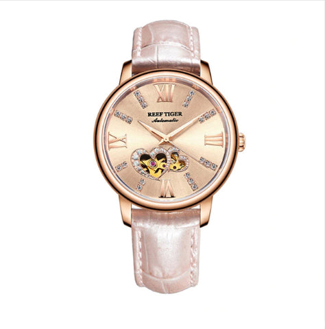Reef Tiger - Double Heart Series - Luxury Ladies Fashion Watch