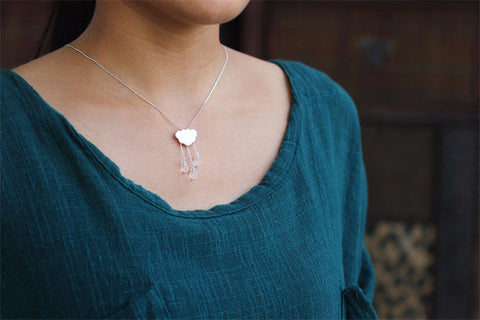 Handcrafted Rain Cloud Necklace - Available in 3 Colors