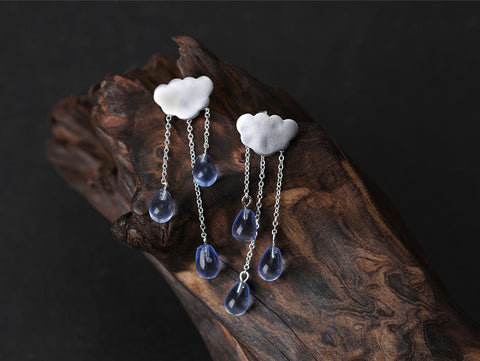 Handcrafted Rain Cloud Tassel Earrings - Avail. in 3 Colors - BEST SELLER!