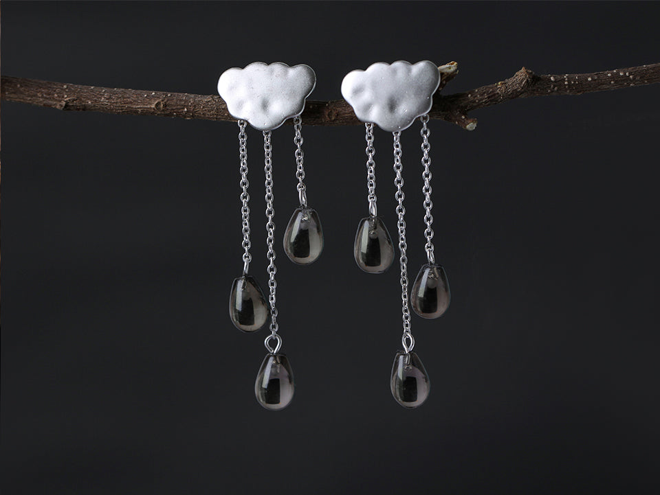 Handcrafted Rain Cloud Tassel Earrings - Avail. in 3 Colors - BEST SELLER!