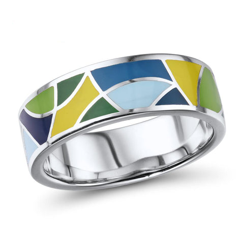 Retro Inlaid Sterling Silver Band
