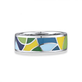 Retro Inlaid Sterling Silver Band