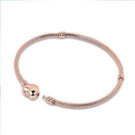 Rose Gold Heart European Snake Chain Bracelet - Multi-Size