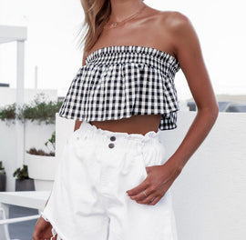 Country Check Summer Tube Top