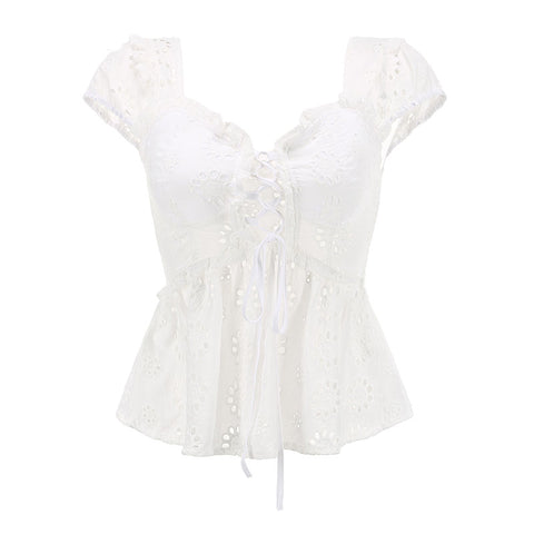 Romantic Eyelet Lace with Push Up Lace Up Front
