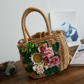 The Sheila - Handmade Over Sized Straw Tote with Sunflower Embellishments - Available in 2 Styles!