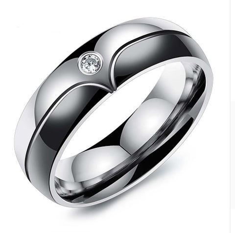 Silver Black or Silver Gold Couples Rings