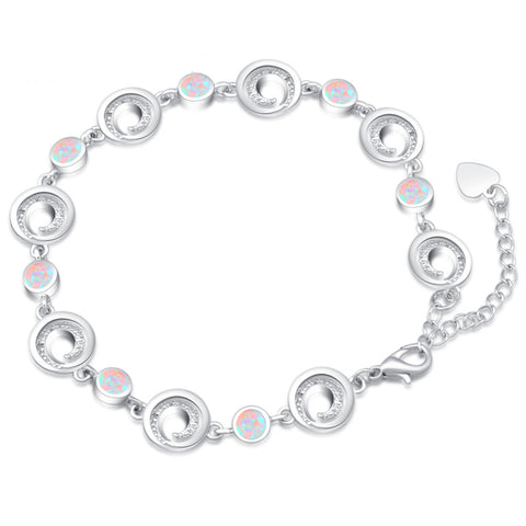 Sterling Silver Swirl & Fire Opal Bracelet  :: Available in 3 Colors
