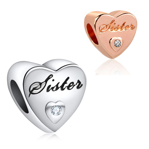 Sister Heart  -  European Pandora Style Beads