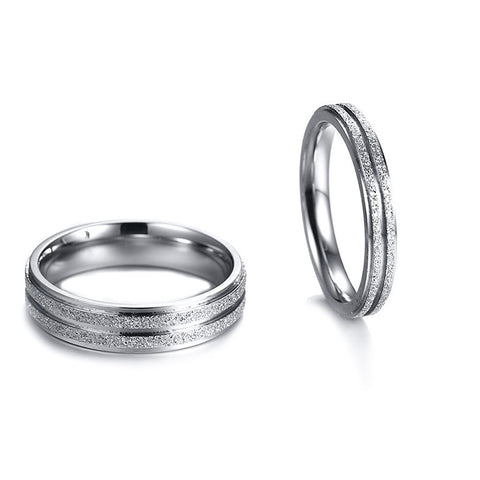Frosted Stainless Steel Couples Ring