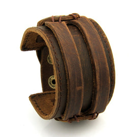 Style 100 - Men's Hand Tooled Genuine Leather Cuff Bracelet