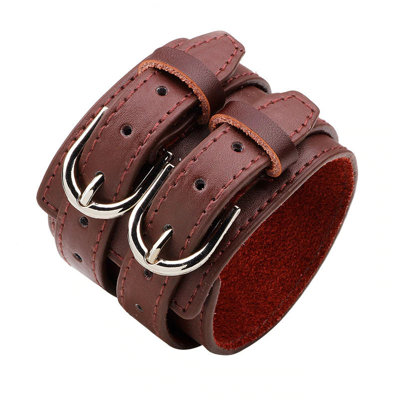 Style 102 - Men's Hand Tooled Buckle & Genuine Leather Cuff Bracelet