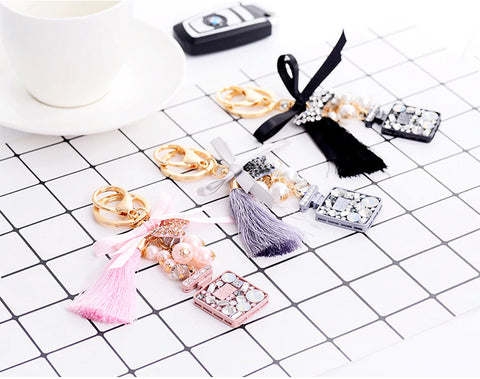 Style 1102 Satin Ribbon & Tassel Perfume Bottle Bag Charm & Key Ring