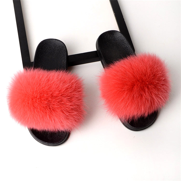 Style 113 Luxury Faux Fur Slippers :: Melon :: BEST SELLER