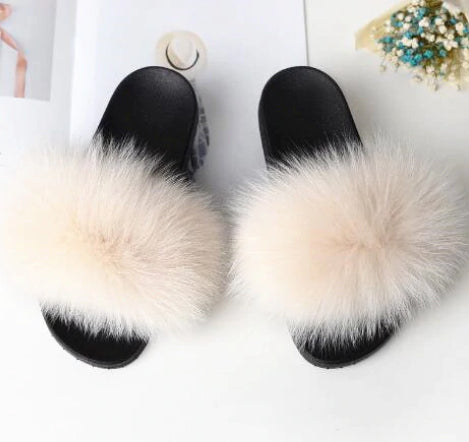 Style 113 Luxury Faux Fur Slippers ::  Cream Puff