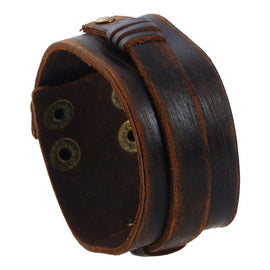 Style 116 - Men's Hand Tooled Snappy Over Strap Genuine Leather Cuff Bracelet