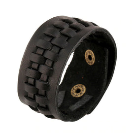 Style 117 - Men's Hand Tooled Geared Together Genuine Leather Cuff Bracelet