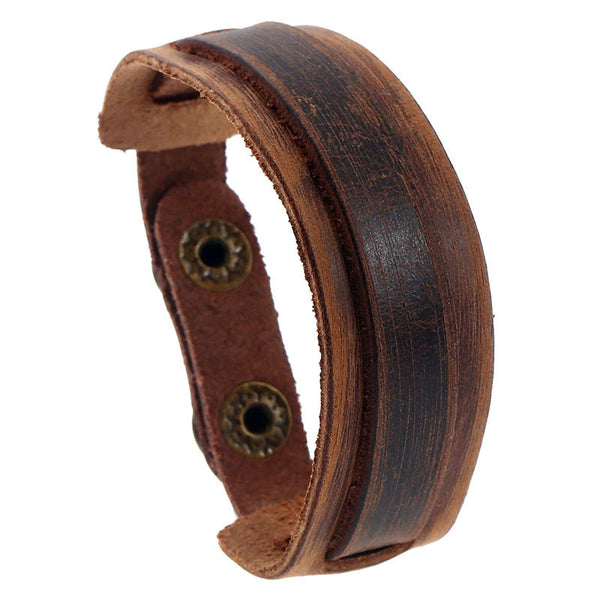 Style 117 - Men's Hand Tooled Thin & Strappy Genuine Leather Cuff Bracelet