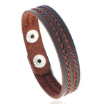 Style 118 - Men's Hand Tooled Weave Together Genuine Leather Cuff Bracelet